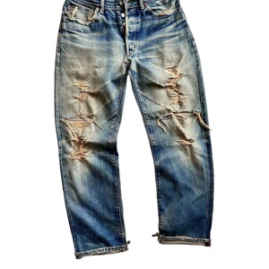 Rare Unique Vintage Distressed Indigo Jeans Red Tab Selvedge ...