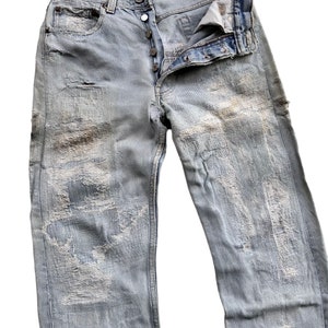 Rare Unique Vintage Patchwork Jean Reworked Remake Distressed Ripped Denim Rag Patched Crazy Handmade Boro Japanese Pant Retro Selvedge W32
