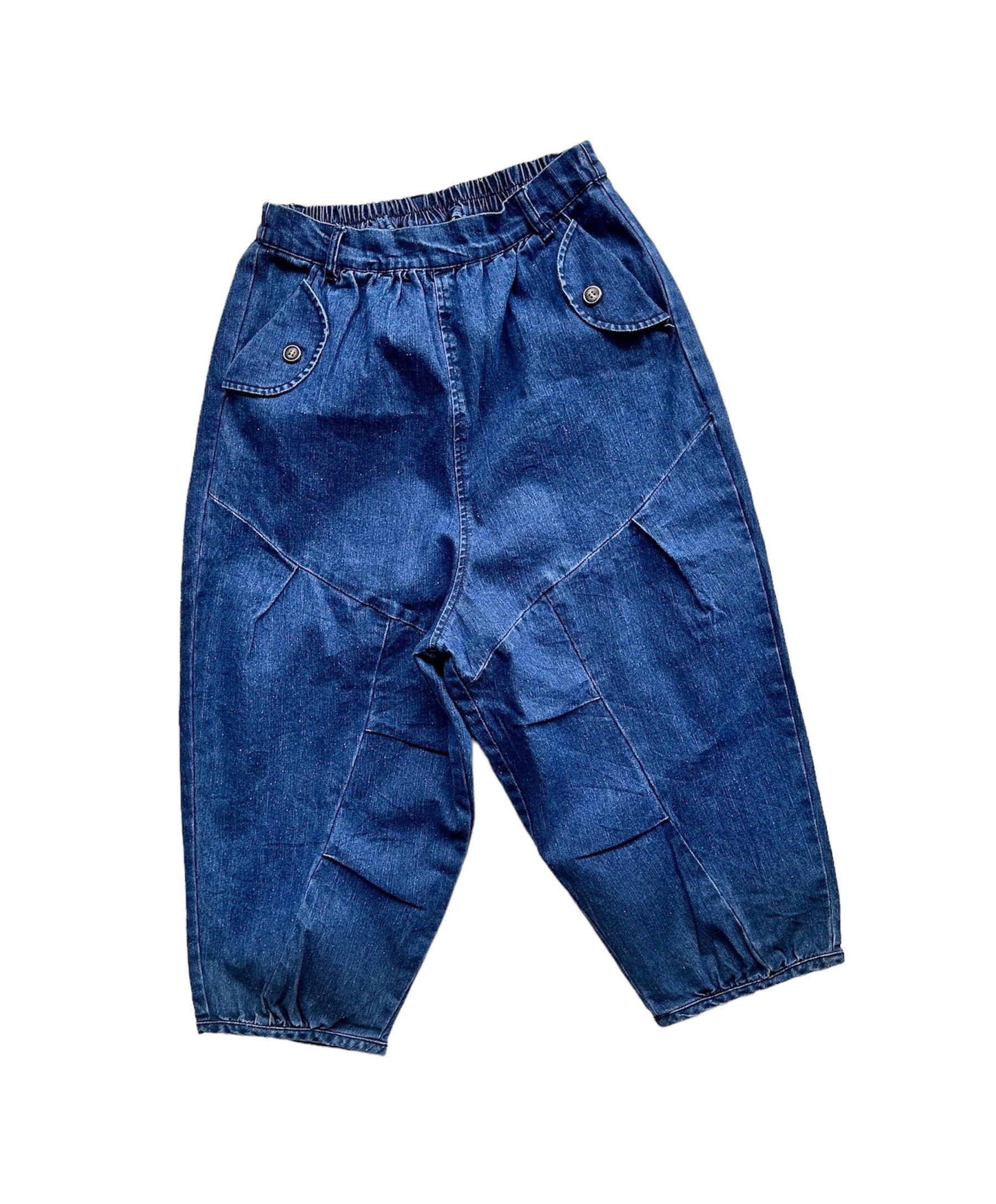 【EEUN】Ancient Balloon Denim Pants Women's High-Rise Balloon Jeans Universal Thread Black 16W