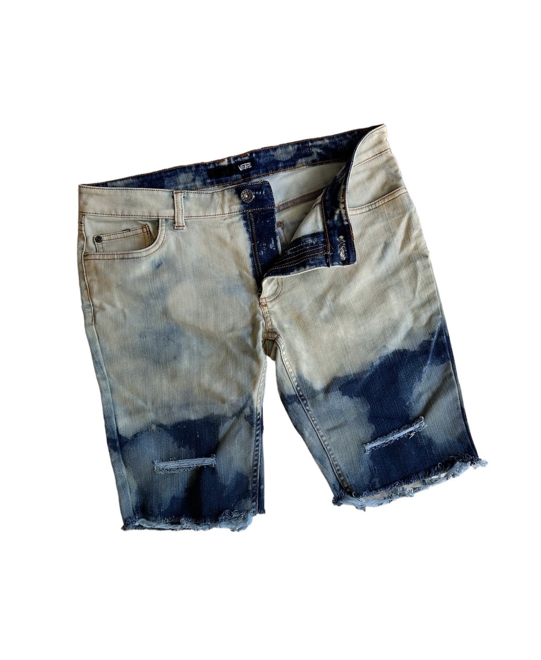 Jeans vintage anni '80 da uomo sfilacciati e rovinati, pantaloncini in