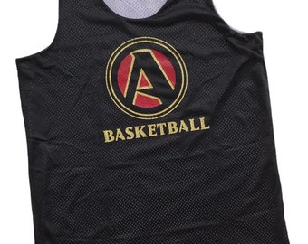 Vintage Reversible Double Side Basketball Jersey Black White Mesh Breathable Tank Top Singlet Sleeveless Authentic Nylon Men Activewear Sz L