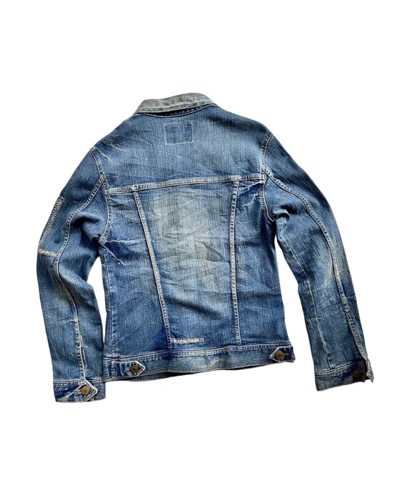 Vintage 90s Y2K Indigo Blue Denim Trucker Jackets Patchwork