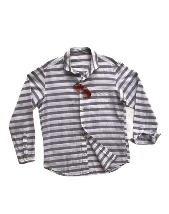black and grey striped dress shirt Easy-Care Grey Bar Stripe Custom Dress Shirt main image 0