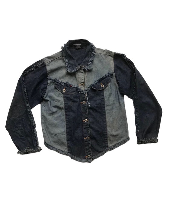 Vintage Handcrafted Western Patchwork Denim Jacke… - image 1