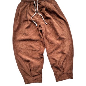 Rare Vintage Brown Corduroy Balloon Pants Japanese Trouser Elastic Drawstring Waist Classic Style Authentic Streetwear Fashion Retro Unique