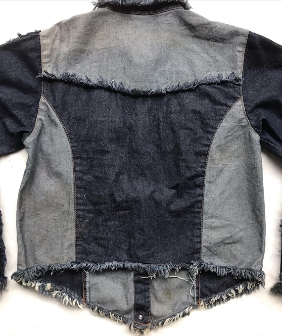 Vintage Handcrafted Western Patchwork Denim Jacke… - image 4