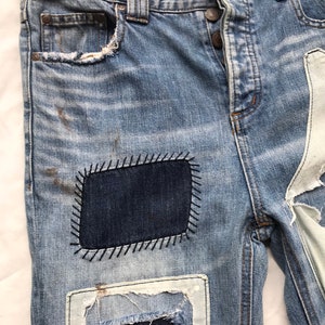 Rare Unique Vintage Patchwork Jeans Reworked Remake Artwork Frayed ...