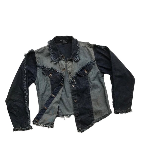 Vintage Handcrafted Western Patchwork Denim Jacke… - image 3