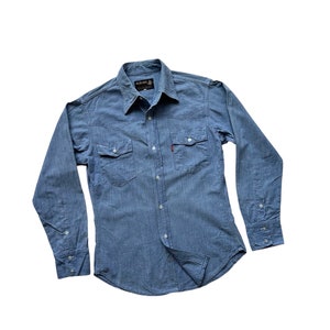 Rare Authentic Vintage Lightweight Blue Chambray Western Cowboy Shirt Long Sleeve Fashion Trend Workwear Outfits Casual Retro Classic Unisex
