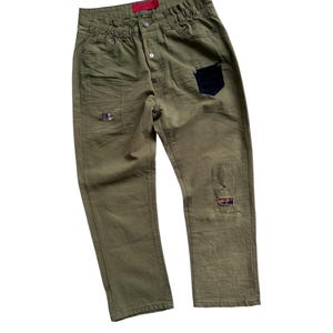 1960s green repair chinos