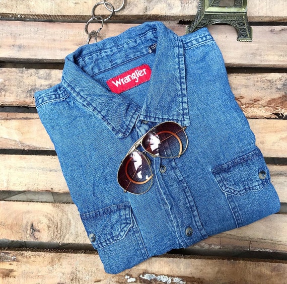 Vintage Wrangler 1980s Denim Pants Jeans Streetwear Fashion Bottoms Trousers Brand Logo Patch Retro Style