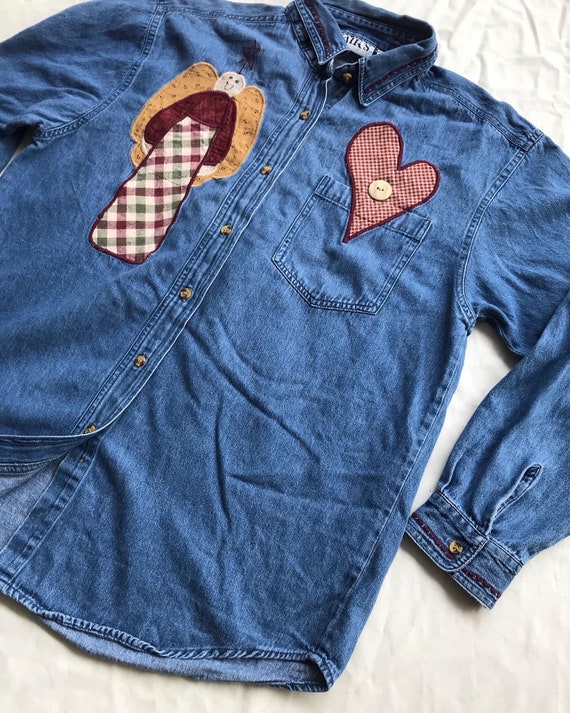 Rare Men’s Wear Vintage 80s Blue Denim Shirt Jack… - image 3