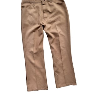 Vintage 70s Authentic Original Twill Polyester Wrang Slacks Pant Khaki Trouser Beige Men Streetwear Workwear Style Retro Classic Fit Durable
