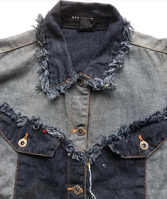 Vintage Handcrafted Western Patchwork Denim Jacke… - image 7