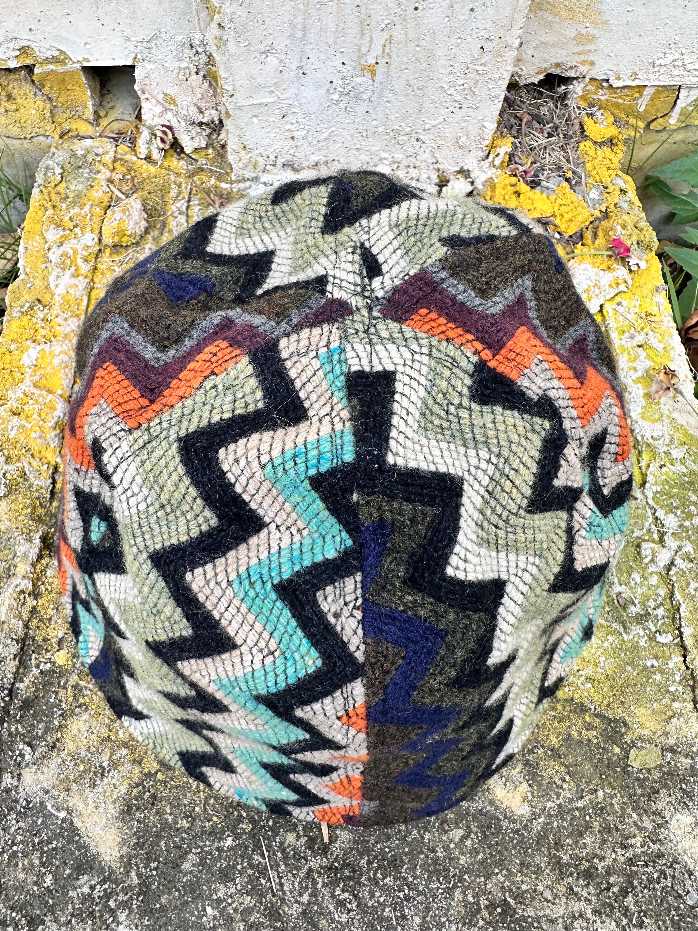 Unique Vintage Missoni Zigzag Wool Knit Beanie Hat Rainbow