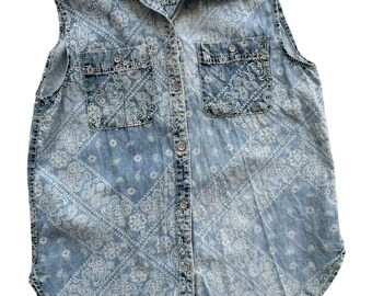 Vintage 90s Blue Denim Vest Women, Vintage Grunge Denim Vest, 90s Vintage 90s Blue Denim Vest Women, Vintage Grunge Denim Vest, 90s