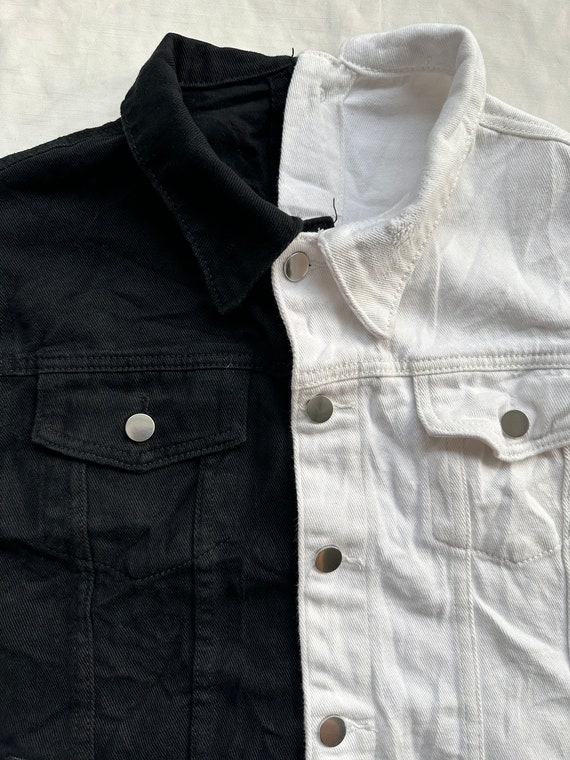 Vintage Seperable Black White Split Tone Denim Trucker Vintage Seperable Black White Split Tone Denim Trucker