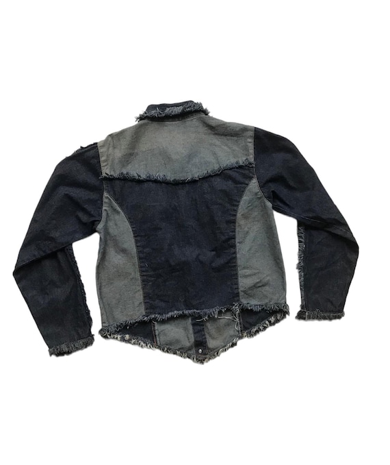 Vintage Handcrafted Western Patchwork Denim Jacke… - image 2