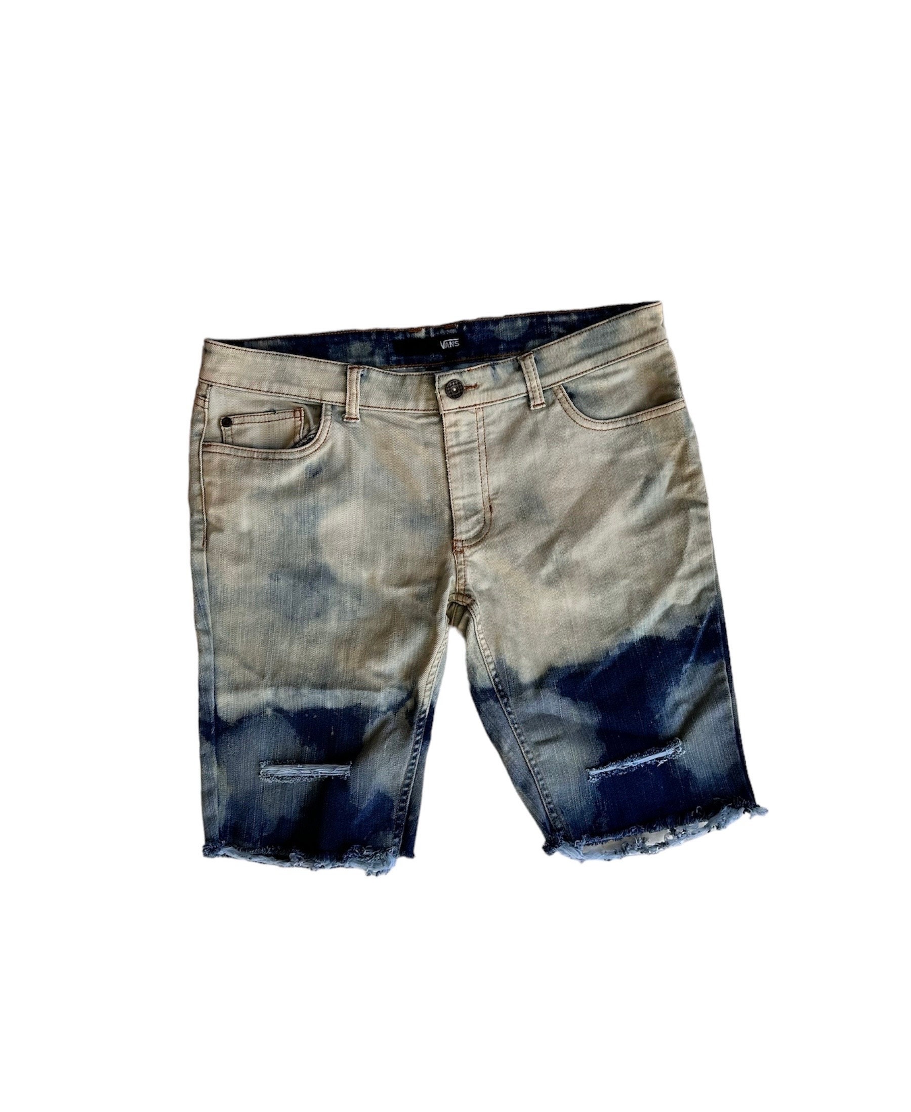 国内で当店のみ Supermade - DISTRESSED TIE-DYE DENIM SHORTS Tie-Dye Distressed Denim Shorts