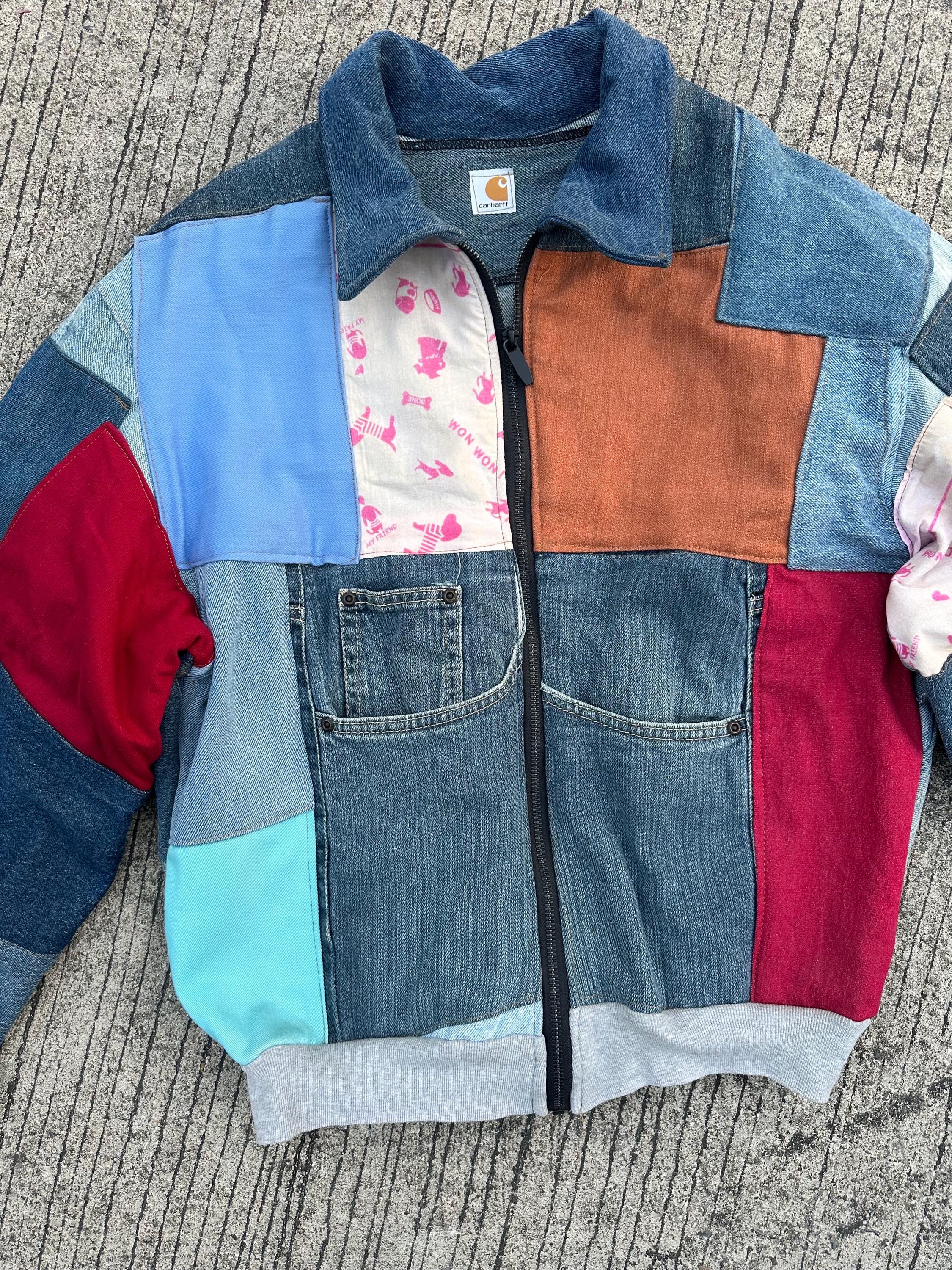 Vintage Unique Handmade Custom Upcycled Jeans Rag Denim Bomber Jacket ...