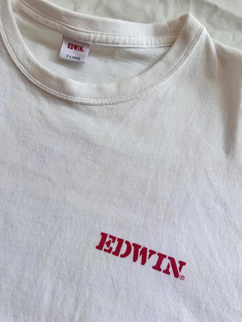 Men Vintage Authentic White T-shirts Crew Neck Long Sleeve Tubular ...