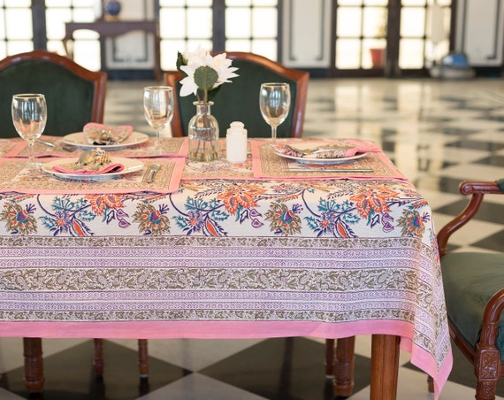 Floral Cotton Tablecloth indian Block Printed Table Cloth - Etsy