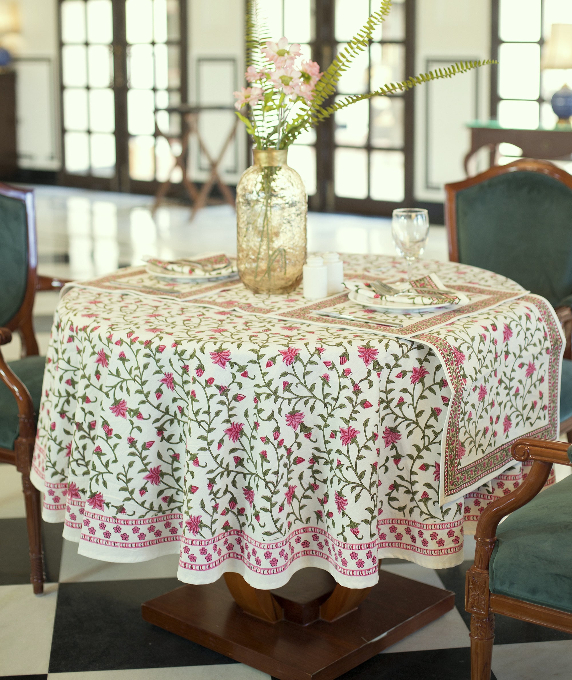 Wedding Round Tablecloth Indian Block Printed Round Etsy UK