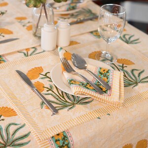 Floral Tablecloth Cover, Block Printed Tablecloth, Indian Table Linen, Wedding Dinning TableCloth ,Elegant Decoration, Rectangle Tablecloth image 5