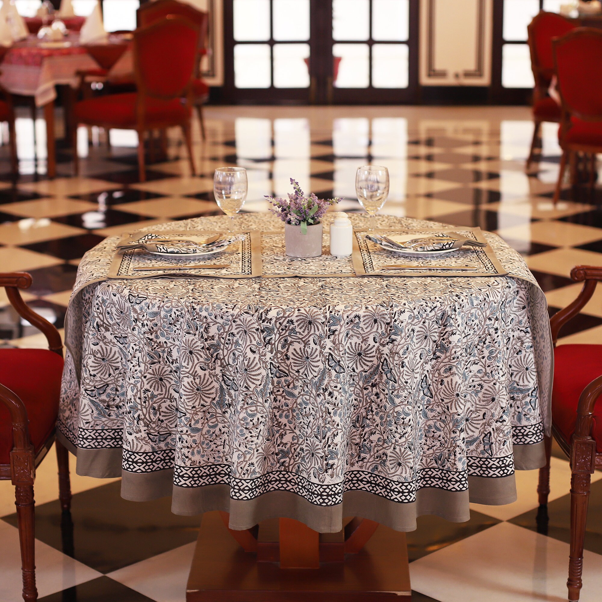Floral Round Tablecloth Indian Block Print Round Table Cover - Etsy