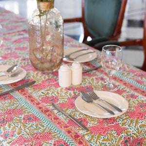 Indian Tablecloth Cover, Block Printed Tablecloth, Boho Table Decor, Dinning TableCloth Cover, Tabletop Decoration, Rectangle Tablecloth image 6