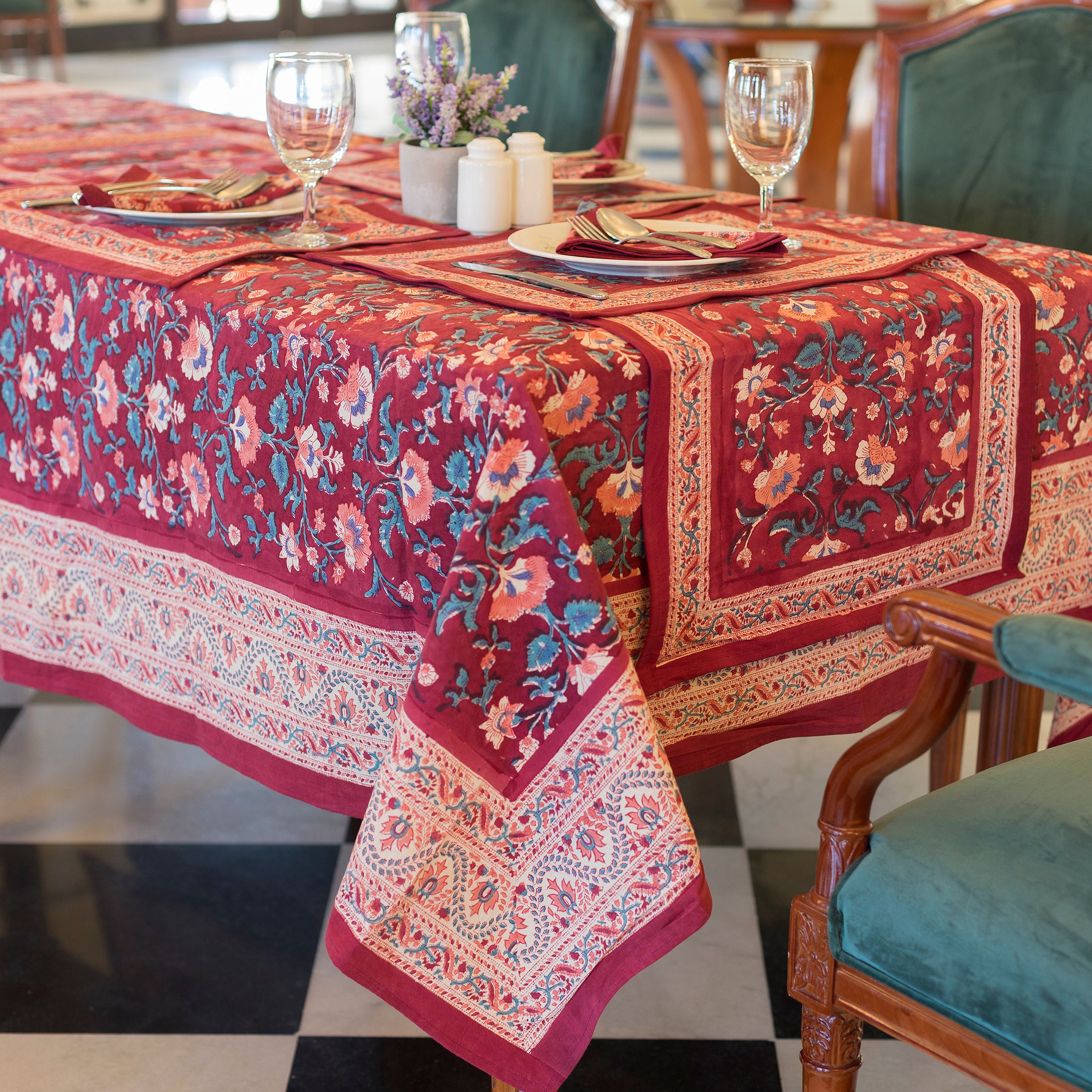 Hand Block Printed Table Cloth Indian Cotton Table Cloth Etsy