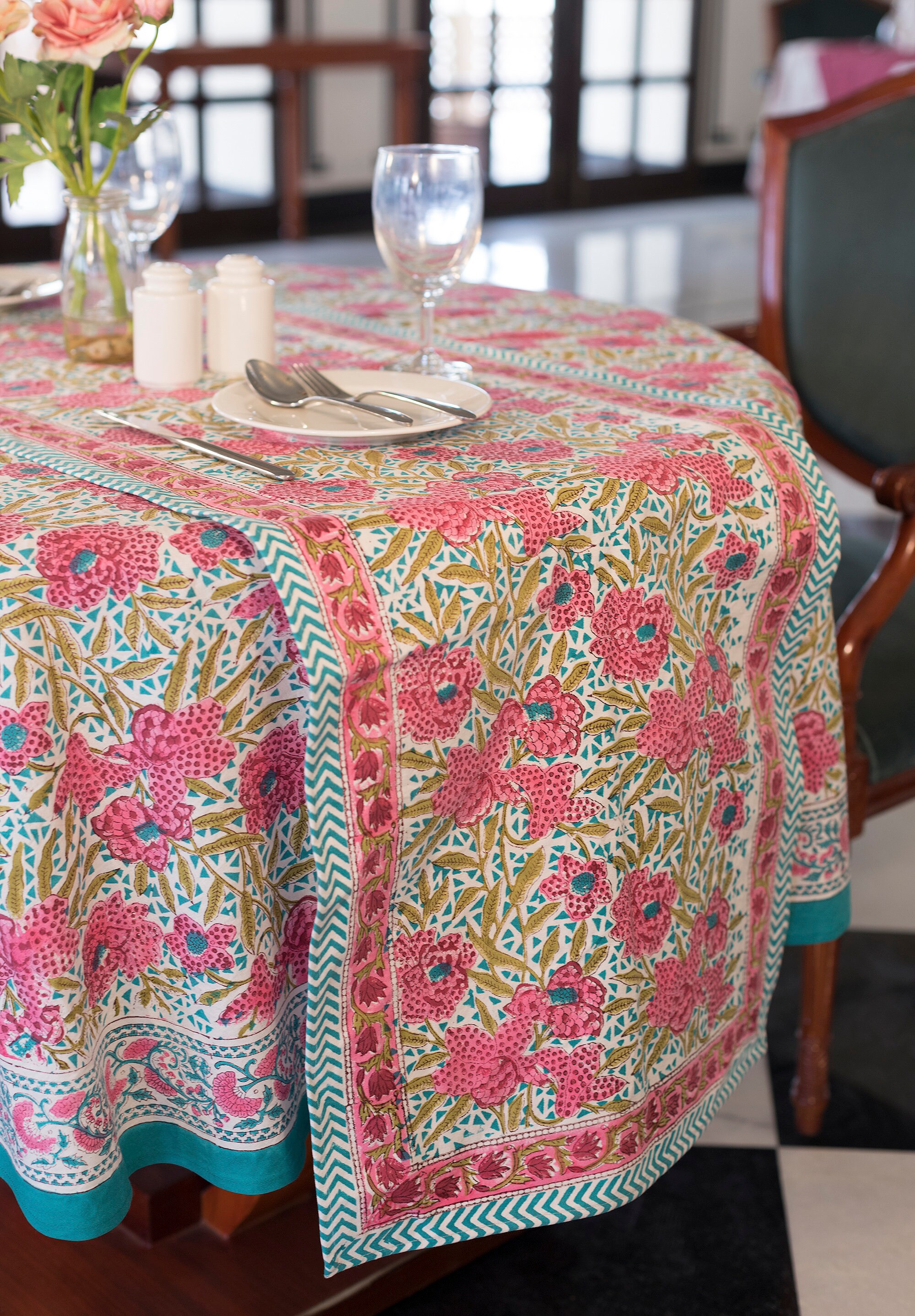 Wedding Round Tablecloth Indian Block Printed Round Etsy