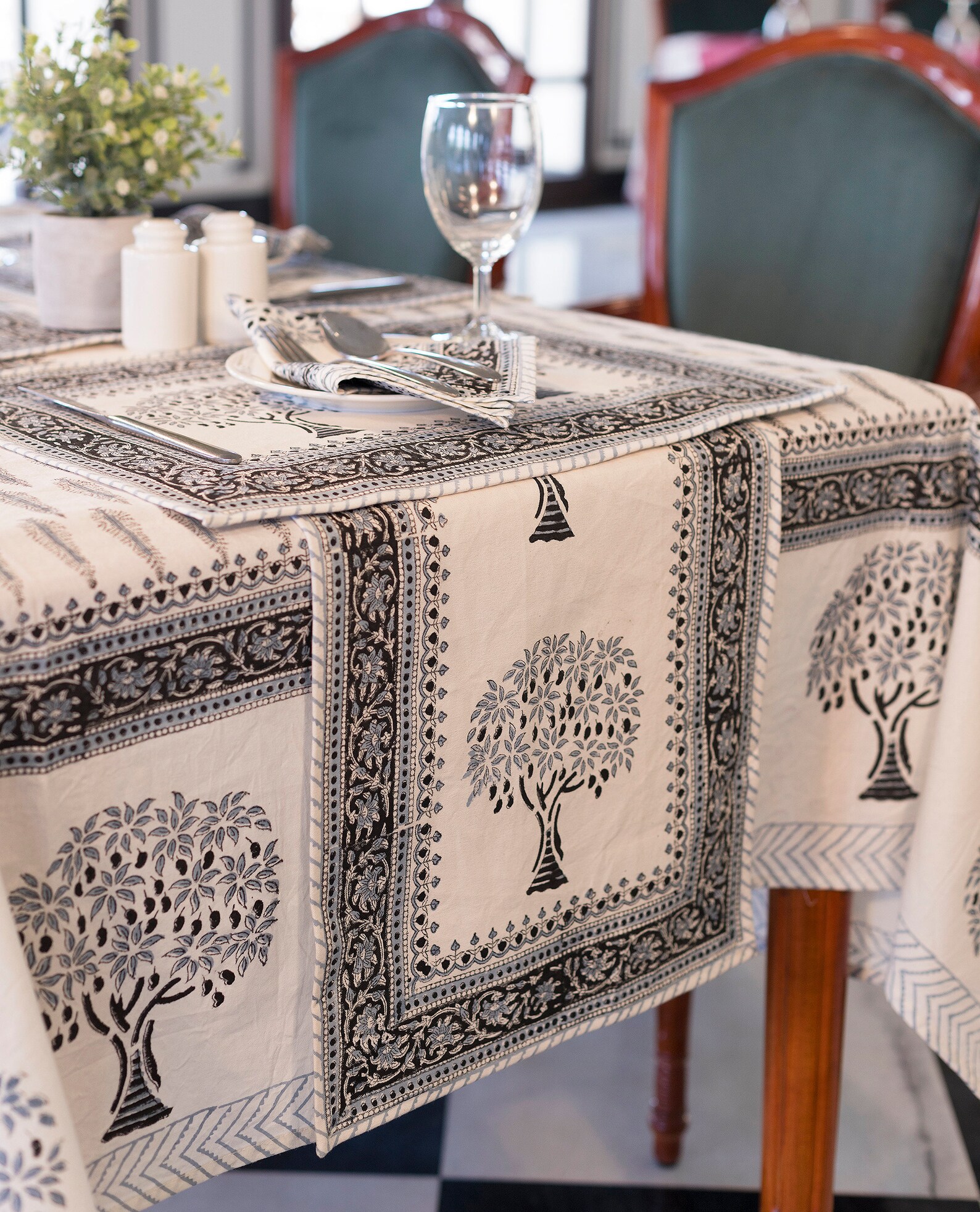 French Tablecloth Cover Block Printed Tablecloth Indian Etsy UK