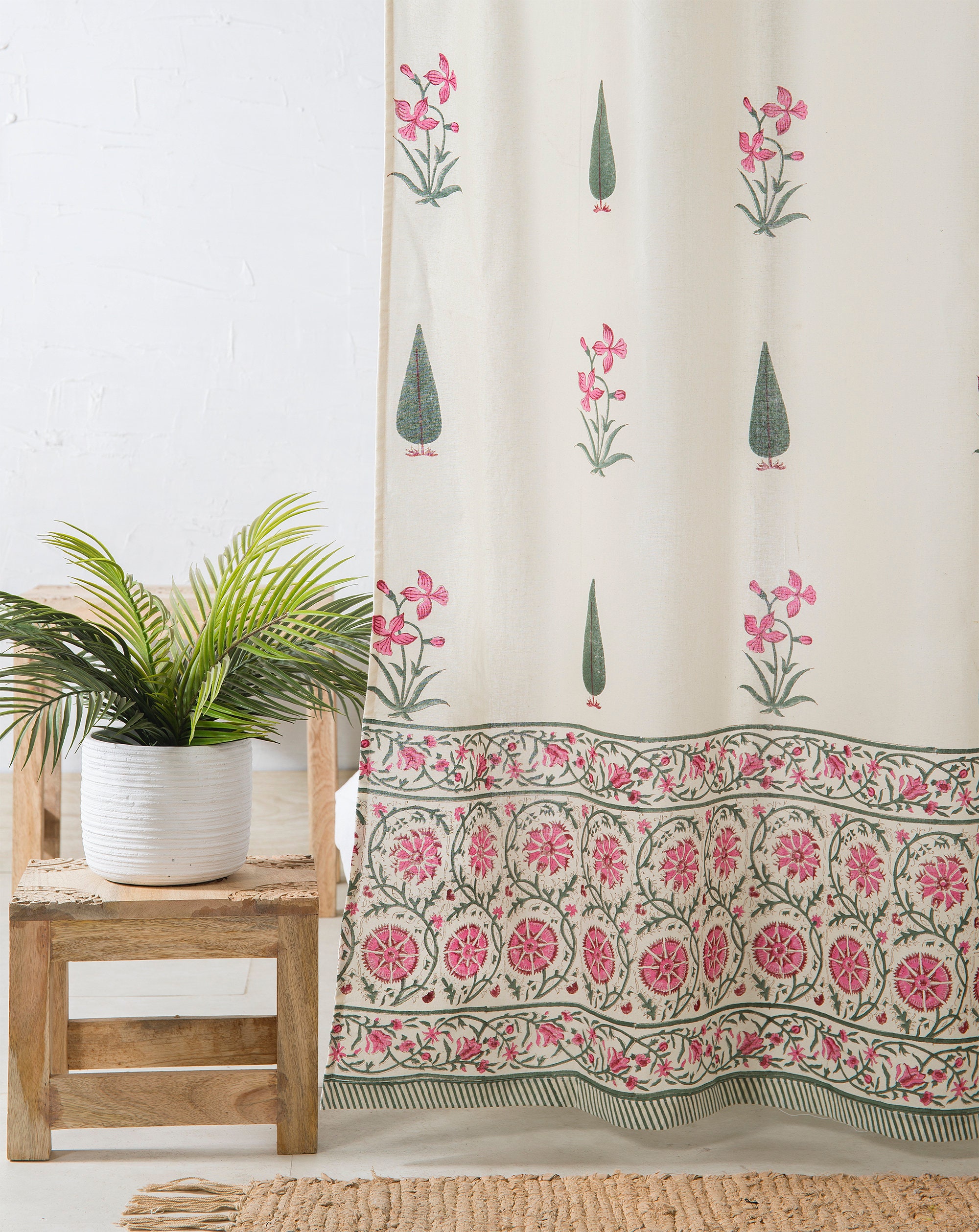 Indian Hand Block Printed Curtains Set of Two Cotton Curtain Etsy UK