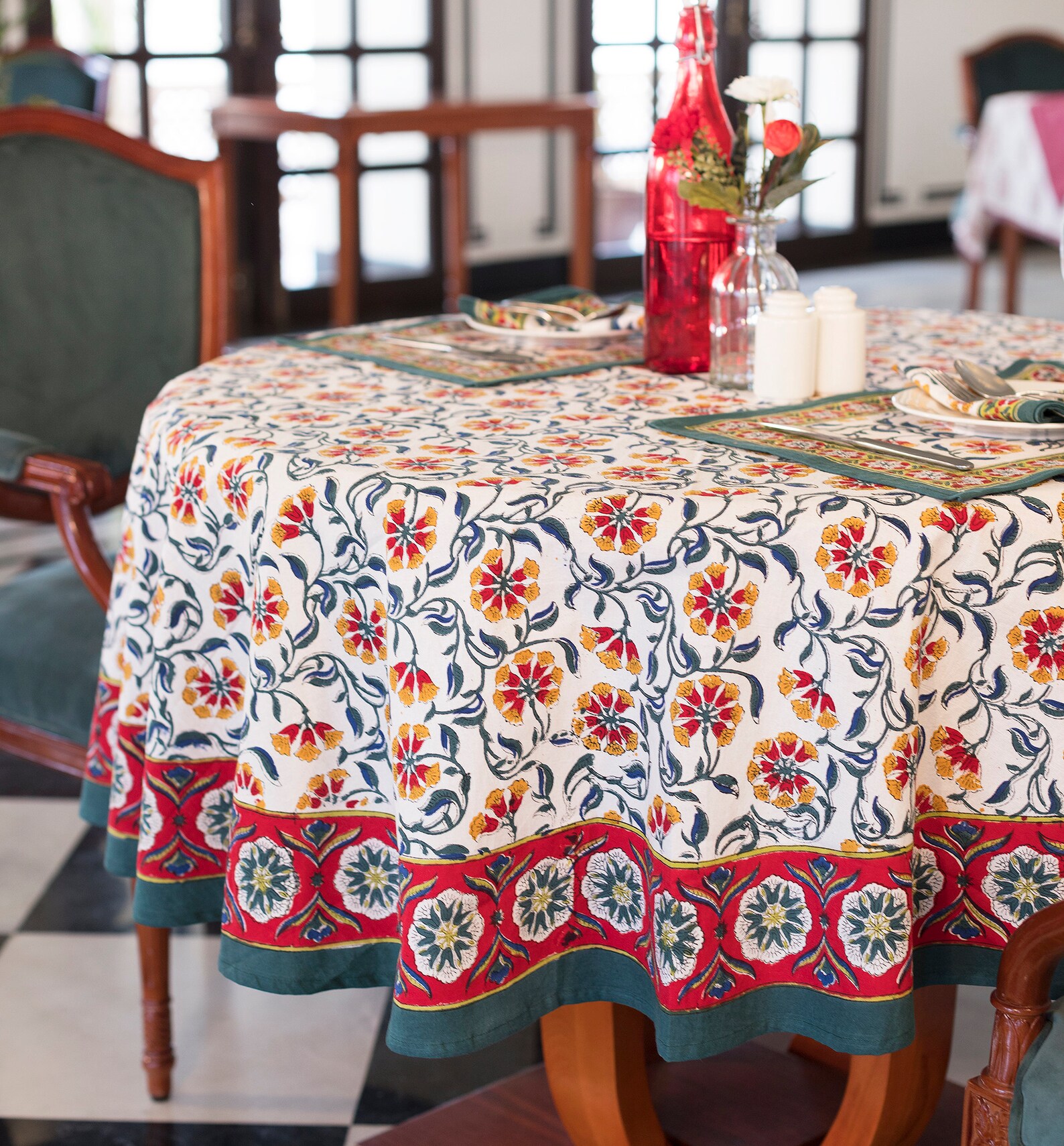 Wedding Round Tablecloth Indian Block Printed Round Etsy UK