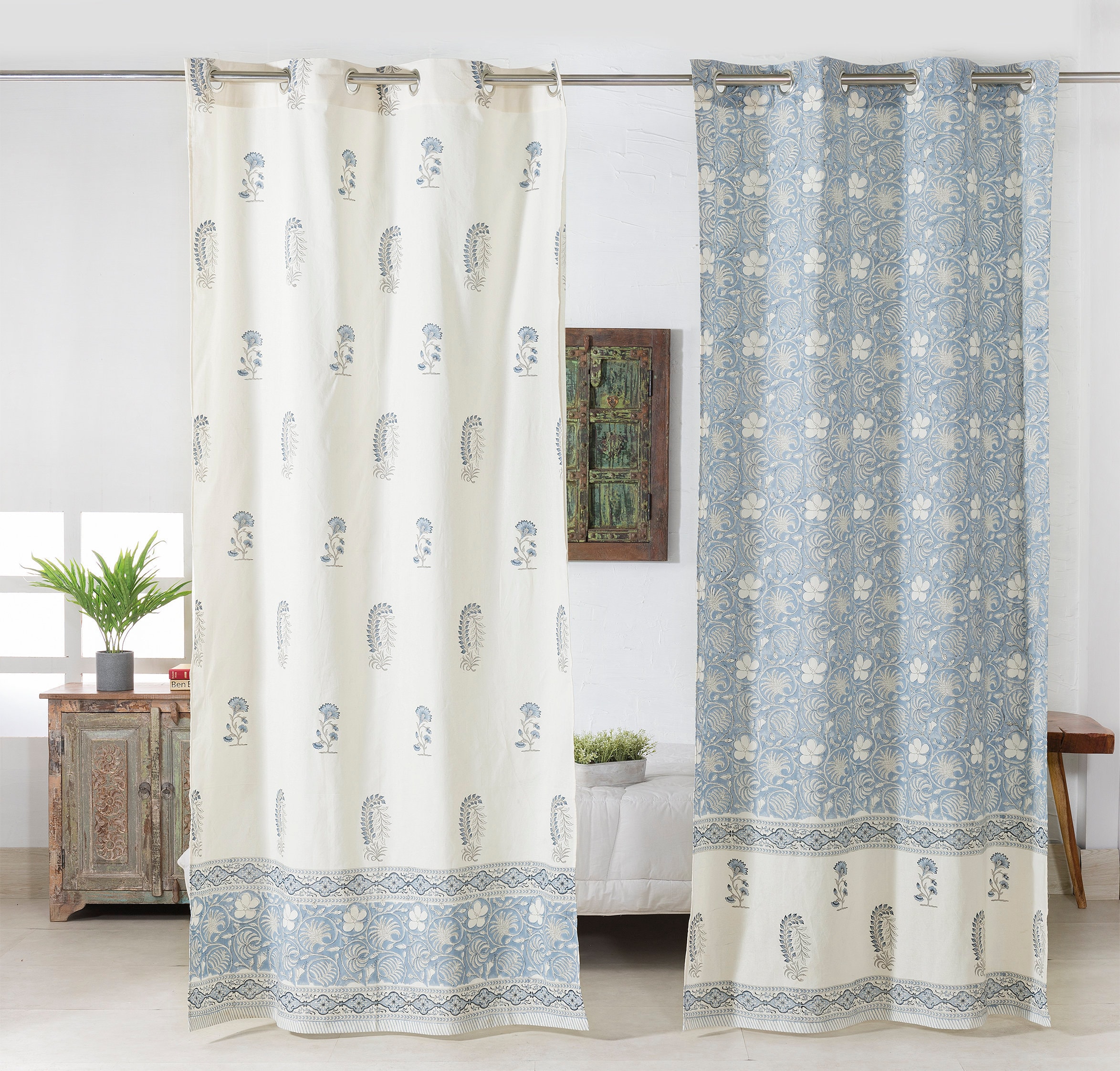 Indian Hand Block Printed Curtains Set of Two Cotton Curtain Etsy UK