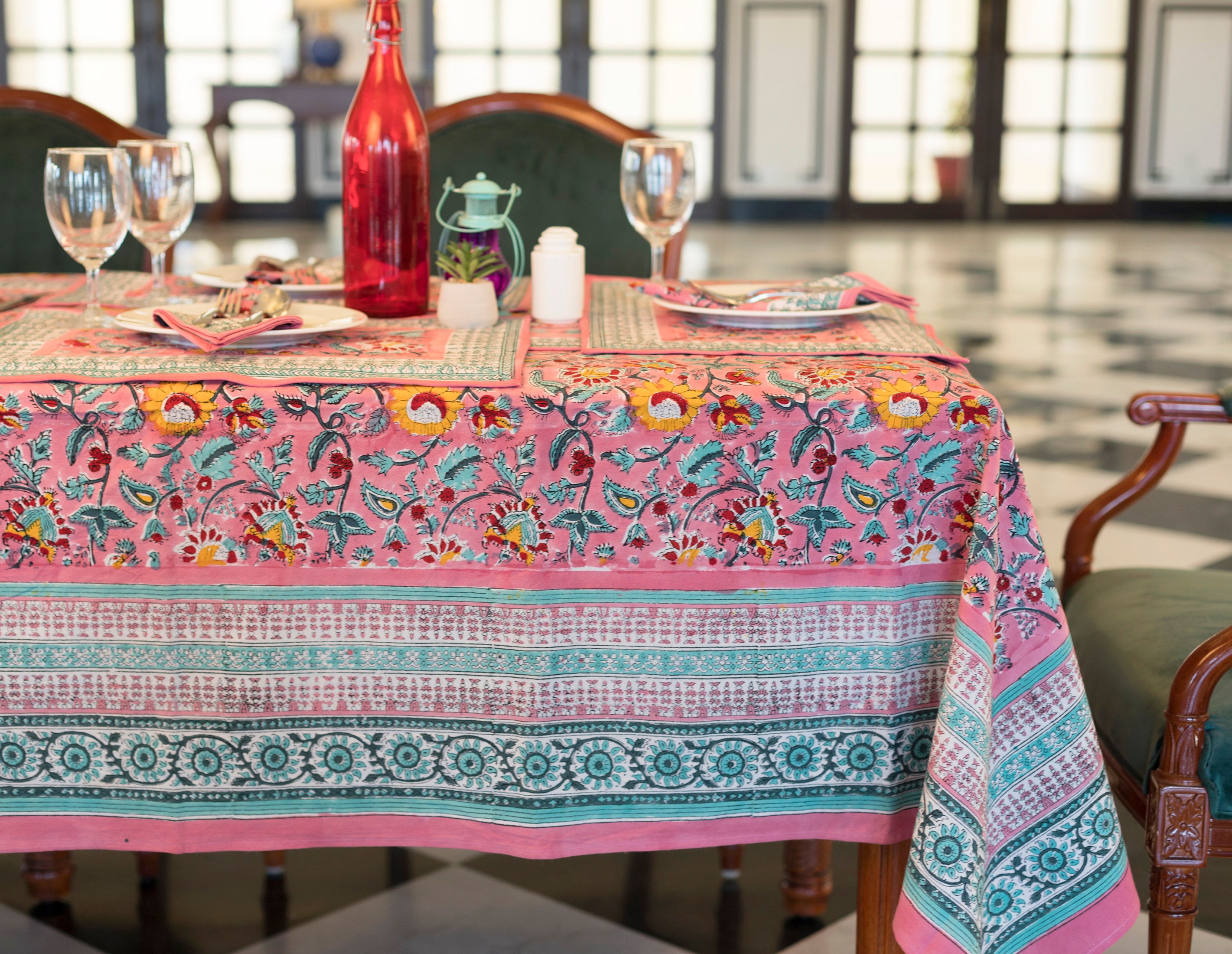 India Arts French Floral Square Cotton Tablecloth - AliExpress