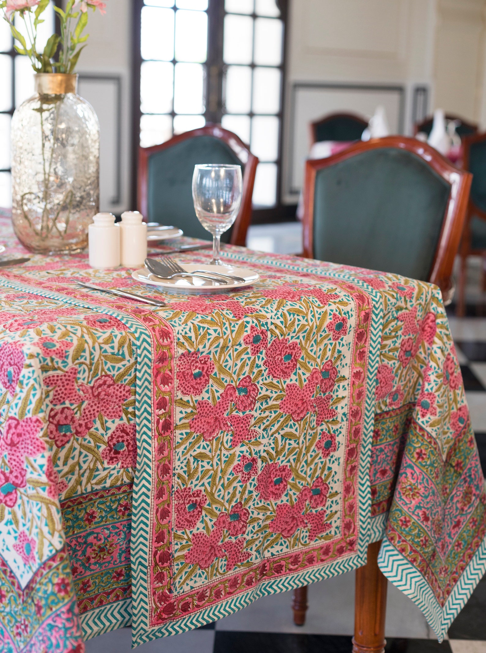 Indian Tablecloth Cover Block Printed Tablecloth Boho Table Etsy