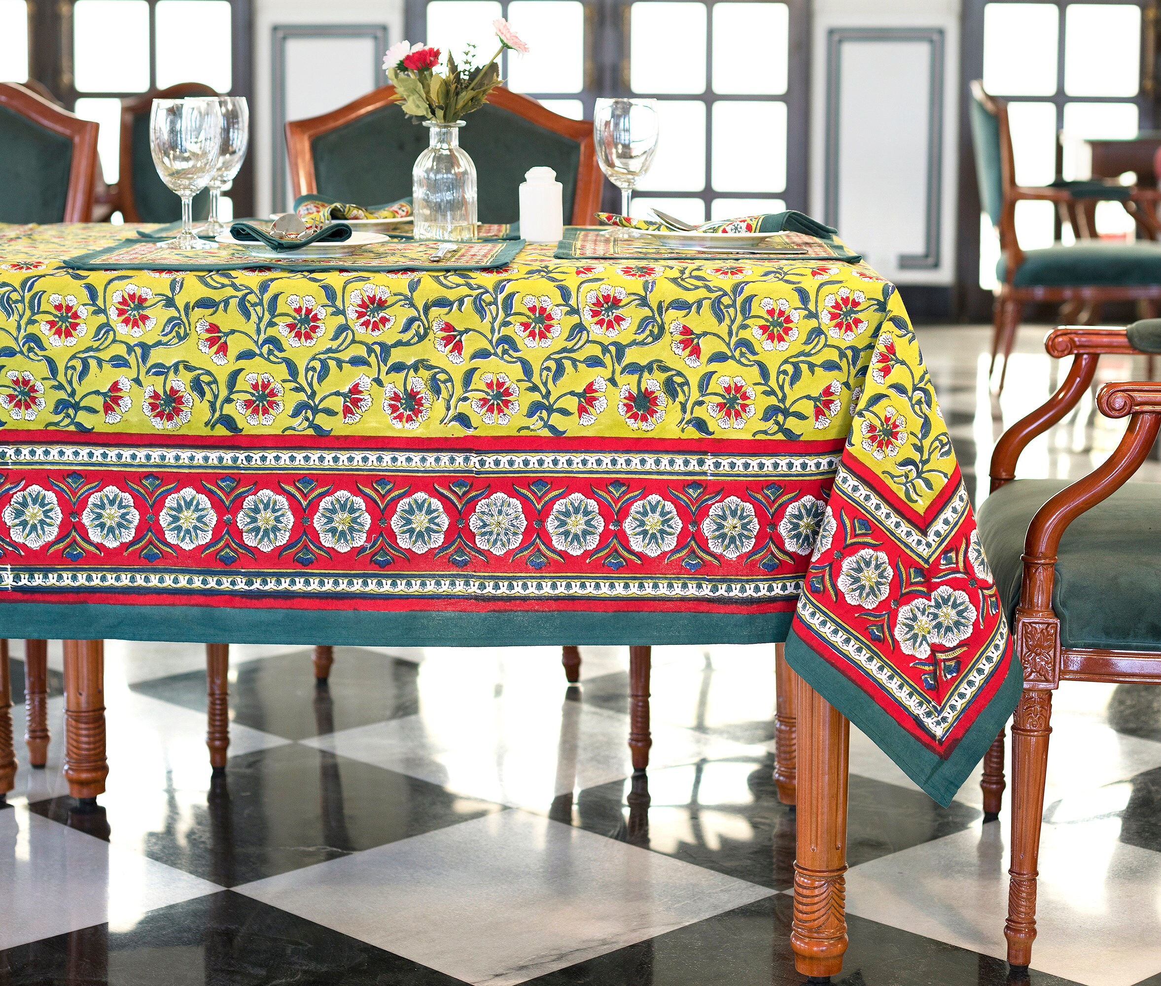 Indian Tablecloth Cover Block Printed Tablecloth Indian Etsy UK