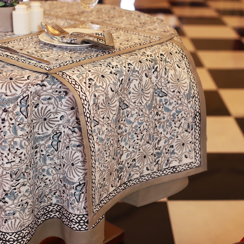 Floral Round Tablecloth Indian Block Print Round Table Cover - Etsy
