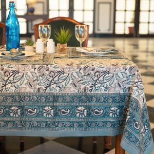 Boho Cotton Tablecloth Cover, Block Printed Table Cloth, Cotton Table Cloth, Floral Table Cover, Dinning TableCloth, House Party Table Cover