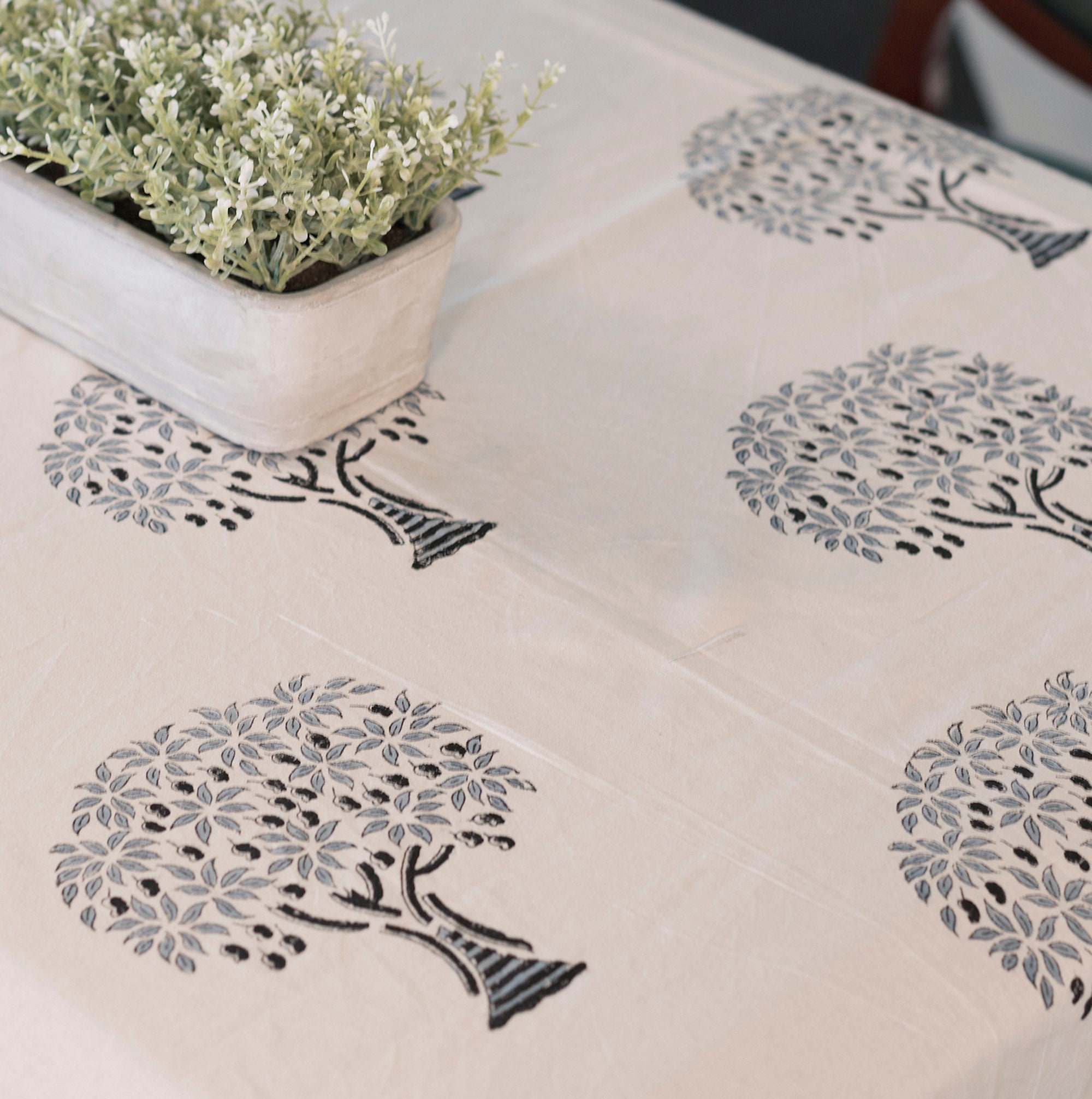 French Tablecloth Cover Block Printed Tablecloth Indian Table Linen Floral Dinning TableCloth Elegant Decoration Rectangle