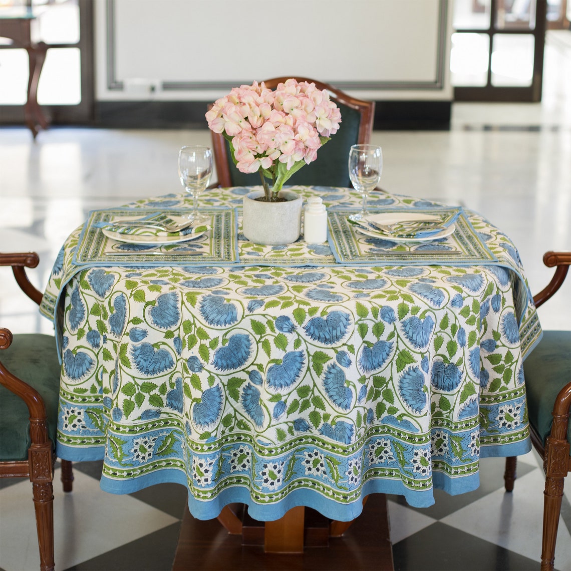 Easter Round Tablecloth Indian Block Print Round Table Cover Etsy
