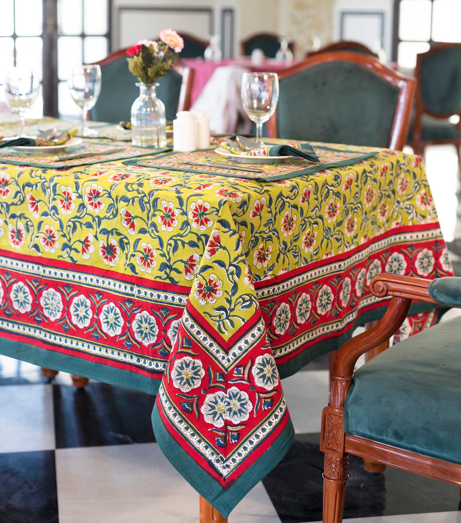 Indian Tablecloth Cover Block Printed Tablecloth Indian Etsy