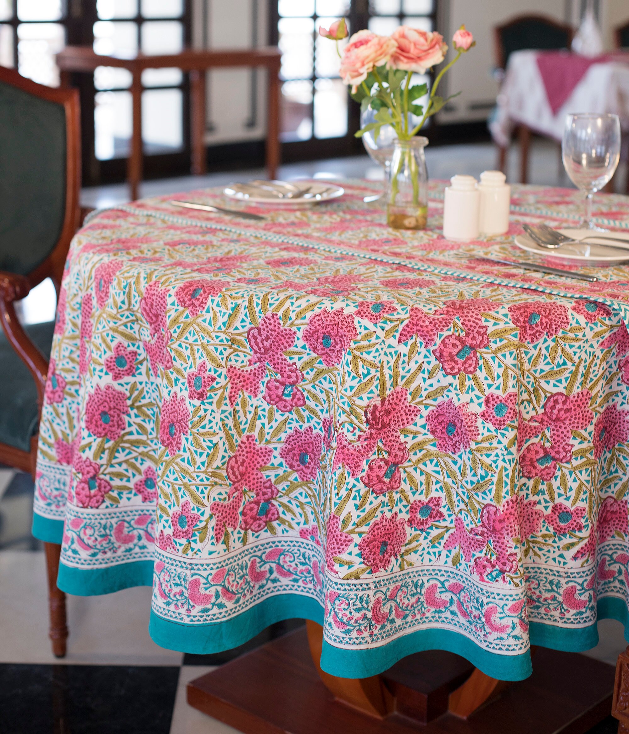 Wedding Round Tablecloth Indian Block Printed Round Etsy