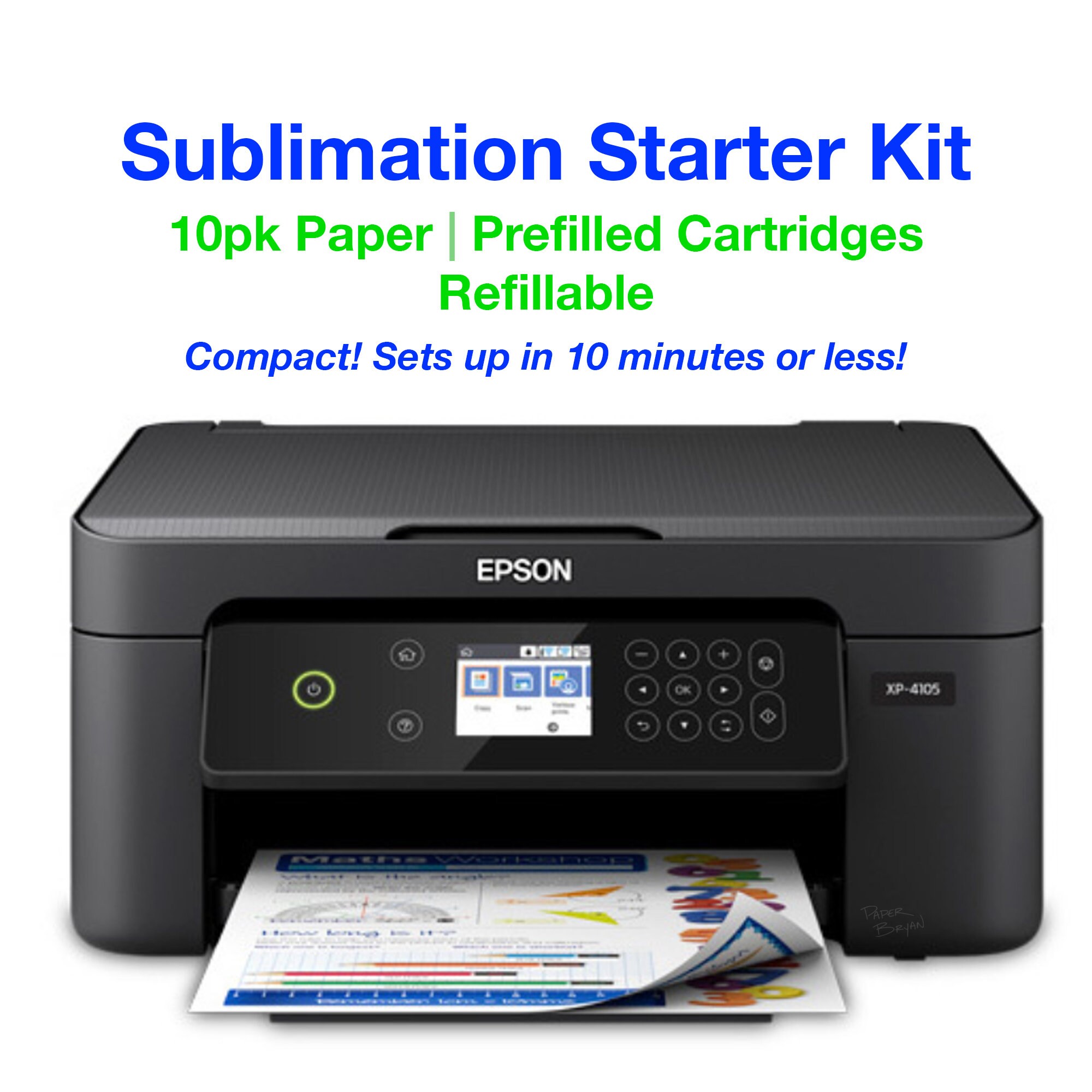 Epson Sublimation Printer Bundle Non OEM XP-4105 Starter Kit | Etsy