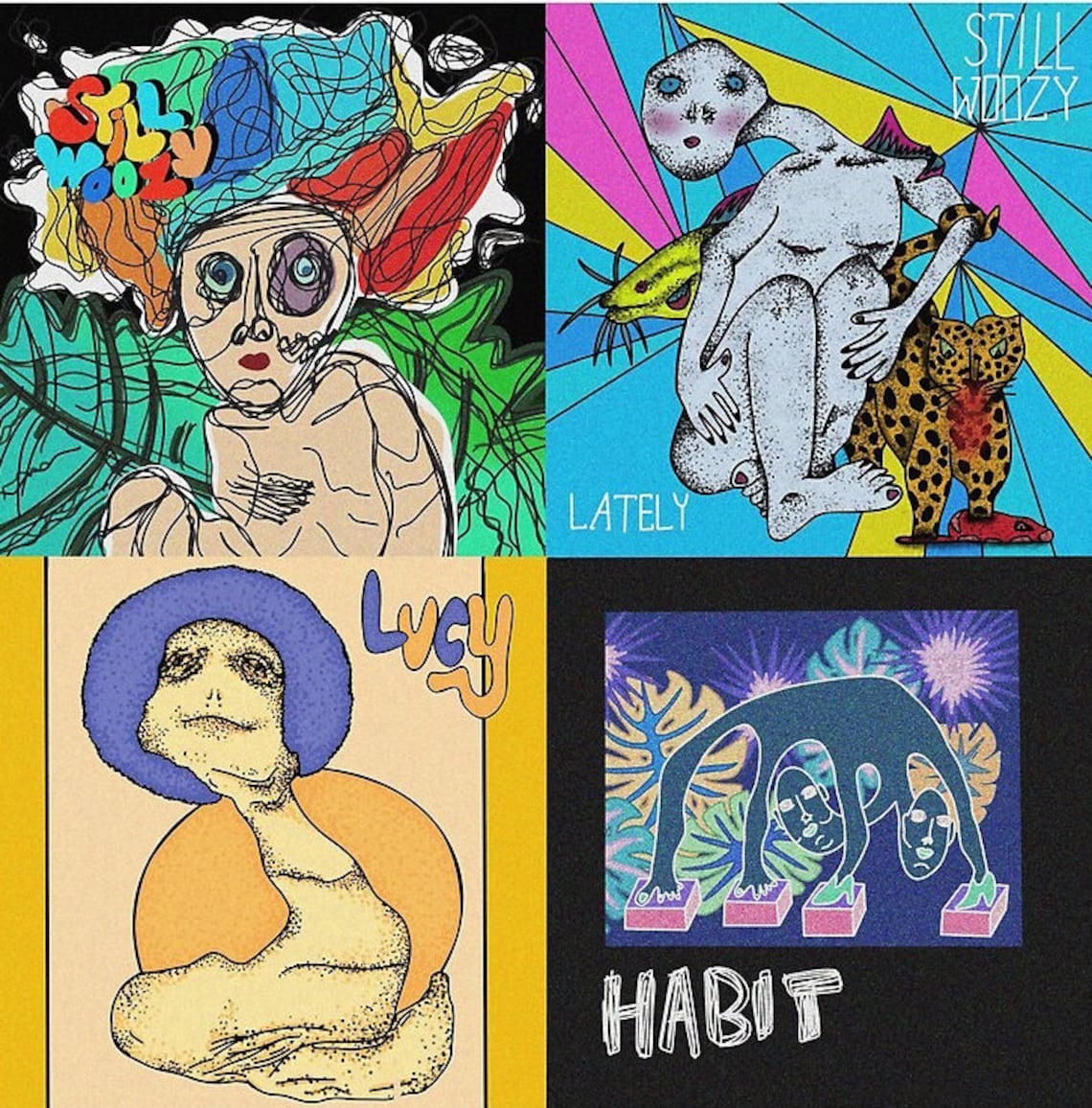 Collage of Still Woozy Album Cover Doodles Poster 16x24 Inch Etsy