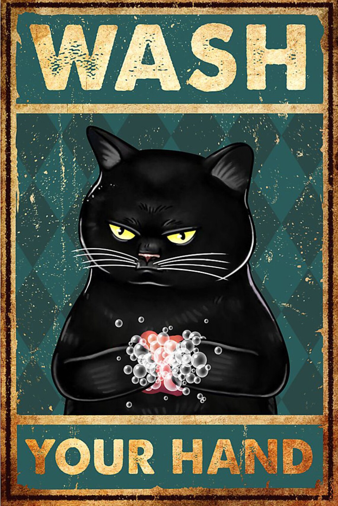 Cat Wash Your Hand Poster 17x24 inch Etsy