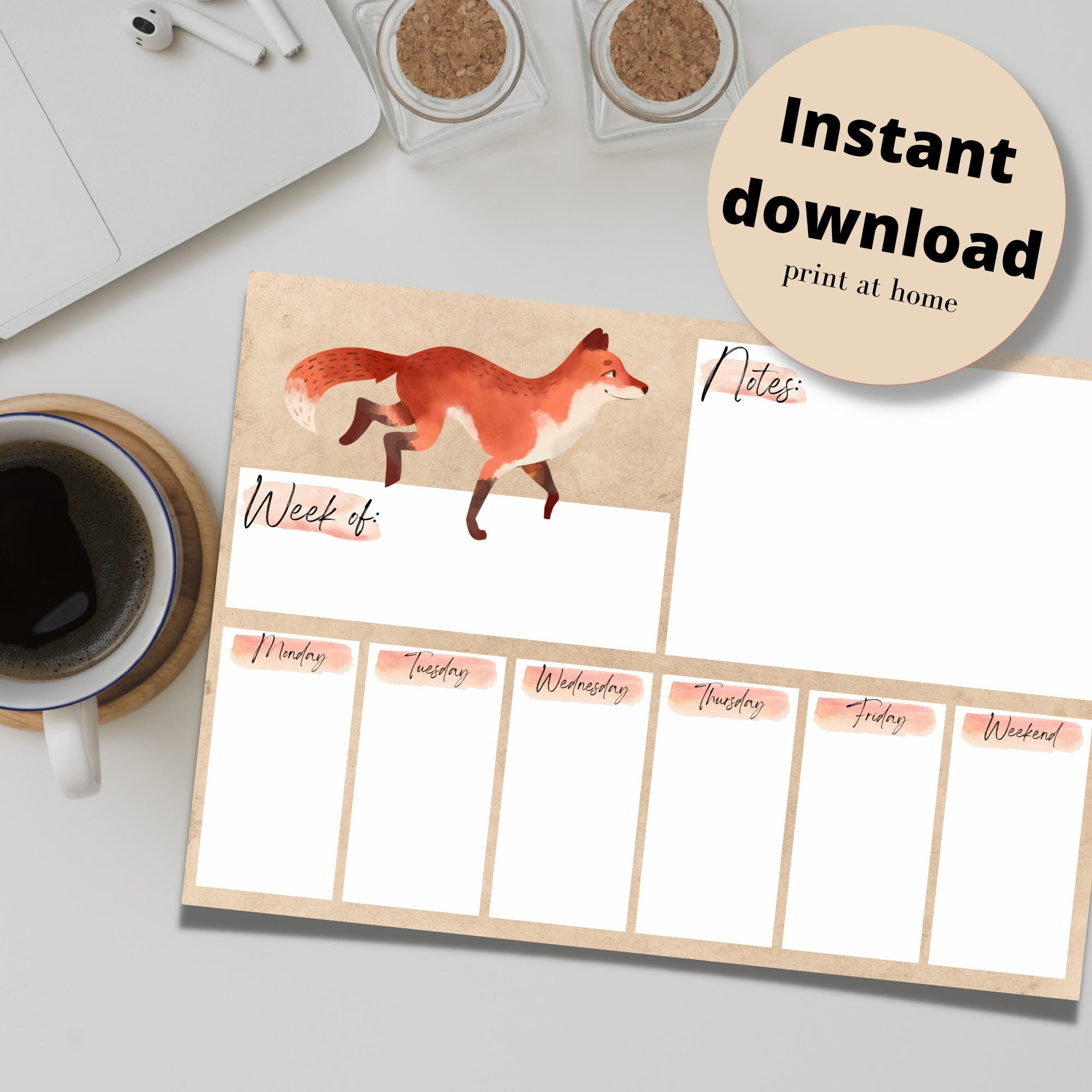 Printable Weekly Calendar Undated Weekly Planner A4 A5 PDF - Etsy