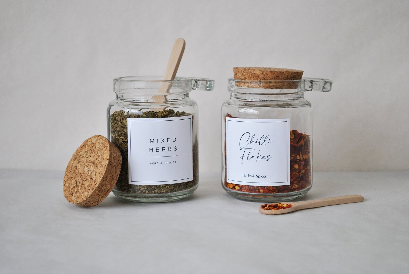 Cork Lid Jar with Spoon And Personalised Label Ideal For Etsy